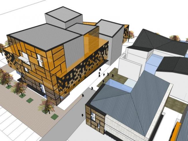 SketchUp Business Model: Modern Multi-Story Commercial Street Design