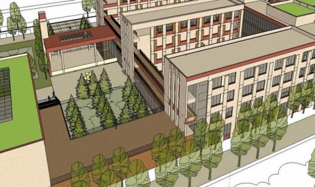 Modern Multi-Story Elementary School Campus Design in SketchUp