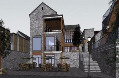 SketchUp Business Model: Modern Chinese Style on Commercial Street-BIM WORLD