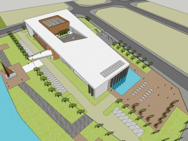 SketchUp Cultural Model: Multi-Story Urban Planning and Exhibition Hall in Modern Architectural Style