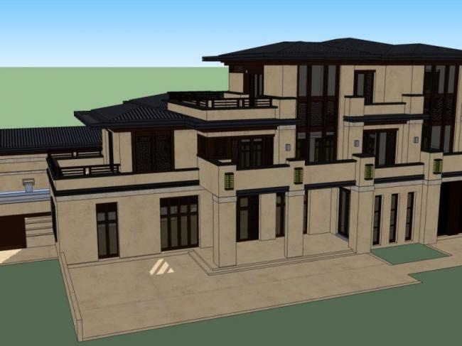 SketchUp Business Model: Modern Multi-Story Clubhouse Design