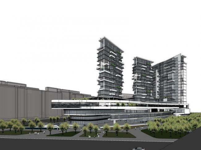 SketchUp Complex Model: Modern High-Rise Commercial Building
