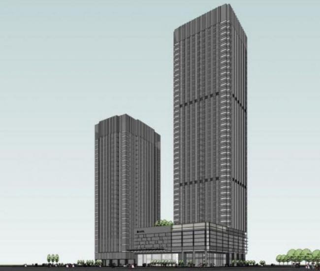 Modern Super High-Rise Office Building Model in SketchUp