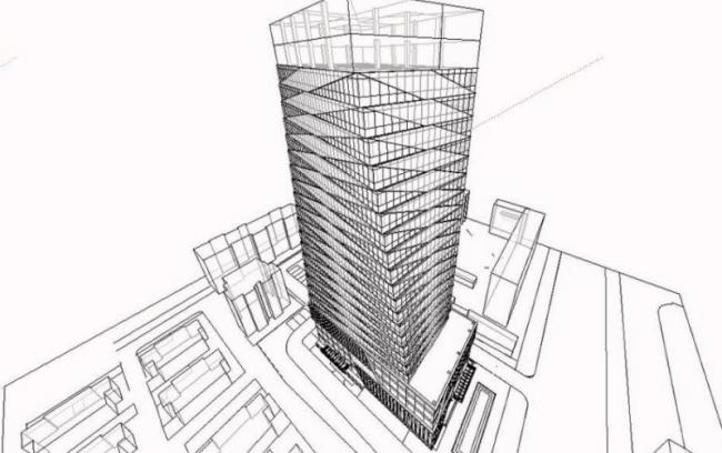 Modern High-Rise Office Building Model in SketchUp