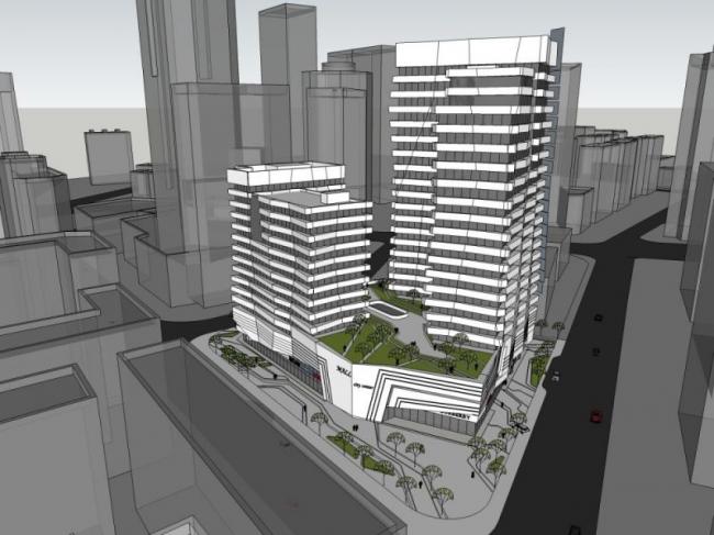 Modern Multi-Story Commercial Complex in SketchUp