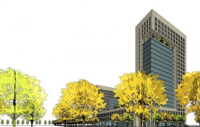 Modern High-Rise Office Building Model in SketchUp