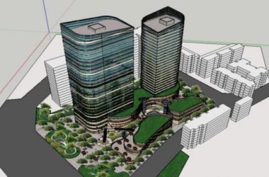 Modern High-Rise Office Building with Ground Floor Retail in SketchUp Model-BIM WORLD