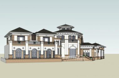 SketchUp Business Model: Multi-Story Classical Style Clubhouse Design-BIM WORLD