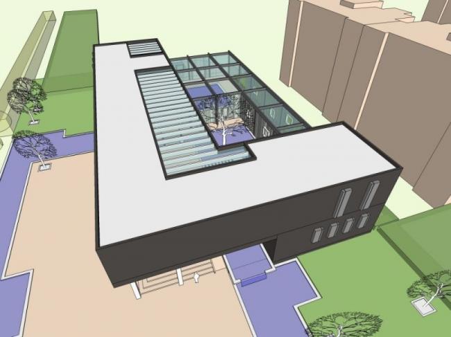 SketchUp Business Model: Modern Low-Rise Sales Office Design