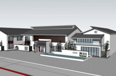 SketchUp Business Model: Modern Chinese-Style Low-Rise Clubhouse Design-BIM WORLD