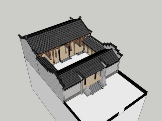 SketchUp Model of Multi-Story Ancient Chinese Ancestral Hall