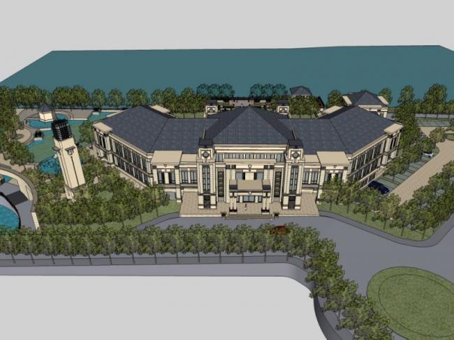 SketchUp Business Model: Multi-Story Classical Style Sales Office