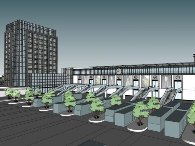 SketchUp Design: Multi-Story Bus Station with Modern Station Road Bridge