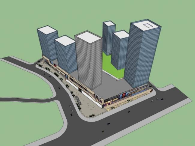 SketchUp Complex Model: Modern Super High-Rise Commercial Center