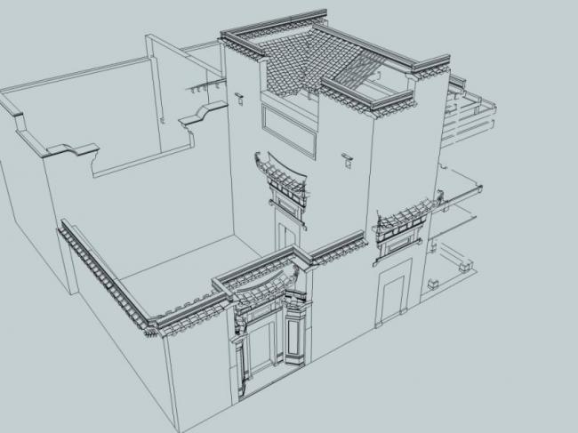 SketchUp Model of Multi-Story Ancient Chinese Residential Architecture