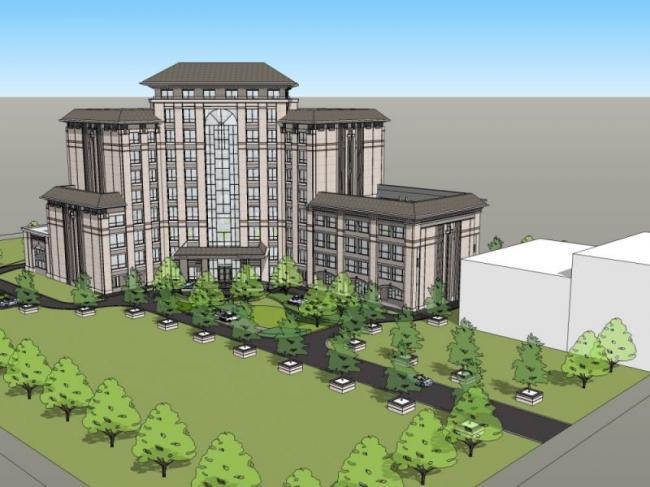 Classical Multi-Story Hotel Model in SketchUp