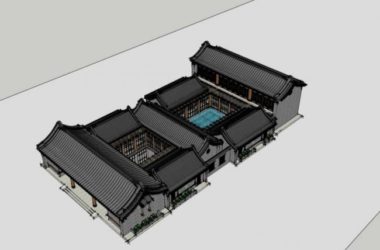 SketchUp Residential Model Featuring a Chinese-Style Courtyard-BIM WORLD
