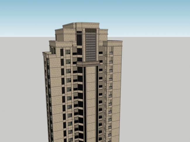 Classical Style Super Tall Residential Model in SketchUp