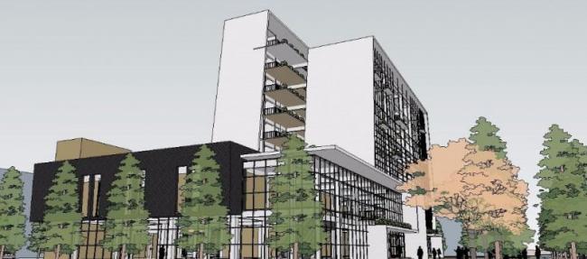 Modern Multi-Story Office Building Model in SketchUp