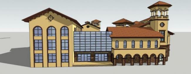 Classical Multi-Story Hotel Model in SketchUp