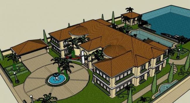 Classical Garden Hotel Model in SketchUp