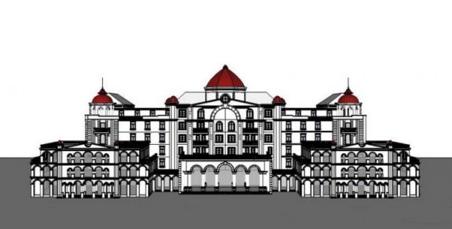Classical Multi-Story Hotel Model in SketchUp