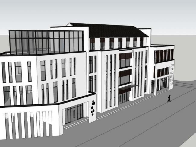 SketchUp Business Model: Multi-Story Club with Modern Chinese Design