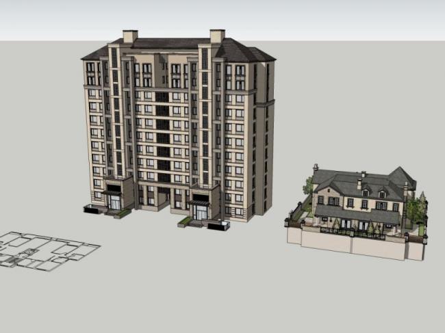 SketchUp Residential Models: High-Rise Apartments, Garden Villas, and Classic-Style Homes