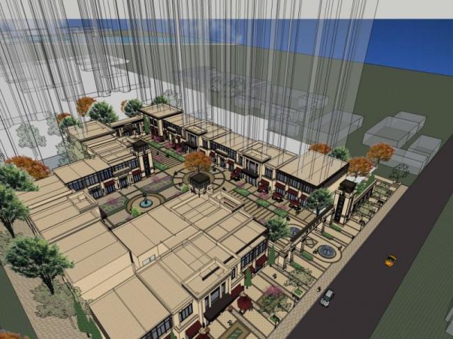 SketchUp Business Model: Classical Low-Rise Commercial Street Design