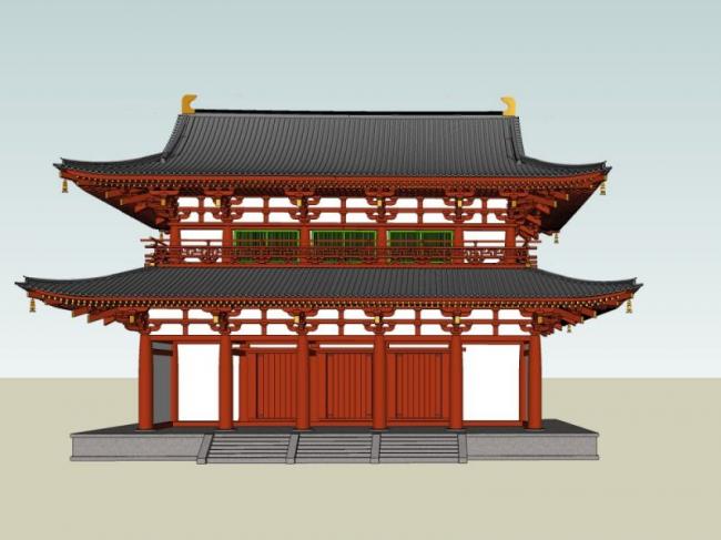 Ancient Chinese Multi-Story Architecture Model in SketchUp