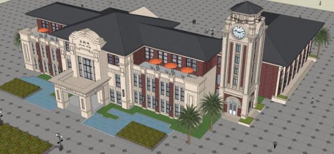 SketchUp Business Model: Multi-Story Classical Style Clubhouse Design