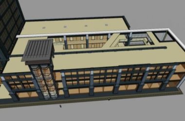 Modern High-Rise Office Building with Ground Floor Retail – SketchUp Model-BIM WORLD