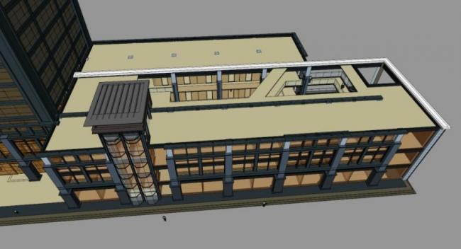 Modern High-Rise Office Building with Ground Floor Retail – SketchUp Model