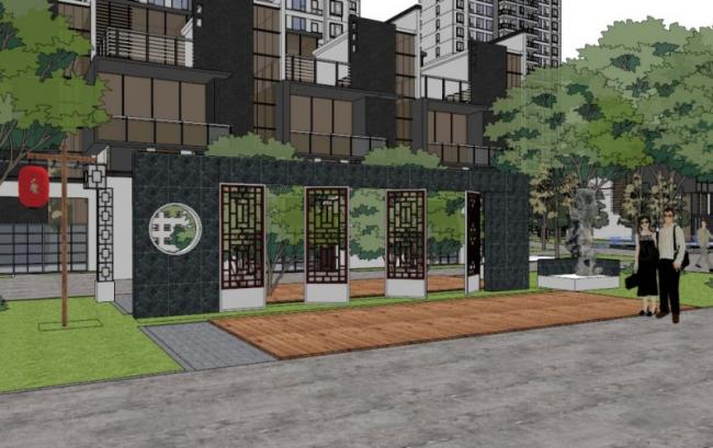 SketchUp Residential Landscape Model Featuring Chinese Style Design