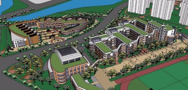 Modern Multi-Story Primary School and Kindergarten Campus Design in SketchUp