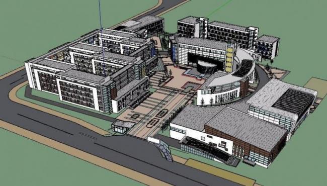 Modern Multi-Story High School Campus Model in SketchUp