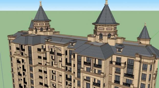 SketchUp Residential Model: Double-Block High-Rise in Classical Tuscan Style