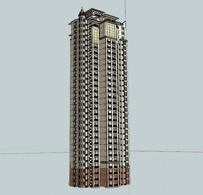 Classic Style Super Tall Residential Model in SketchUp