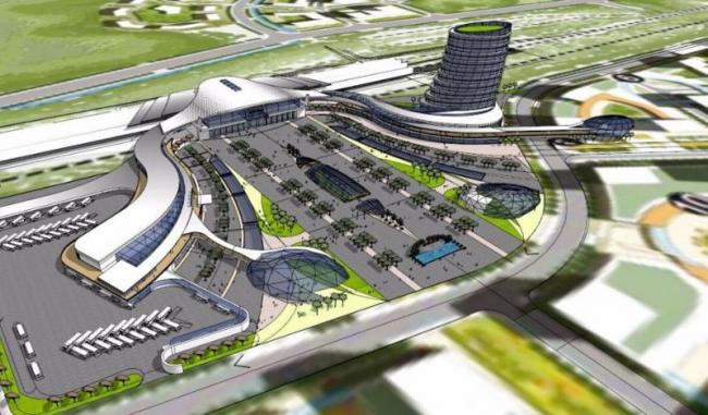 SketchUp Design: Modern Multi-Story Train Station with Station Road Bridge