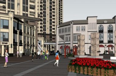 SketchUp Business Model: Modern Multi-Story Commercial Pedestrian Street Design-BIM WORLD