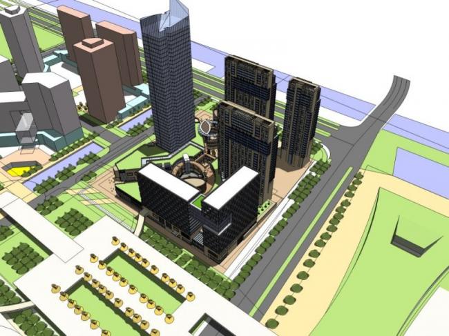 SketchUp Complex Model: Modern Super High-Rise Commercial Tower