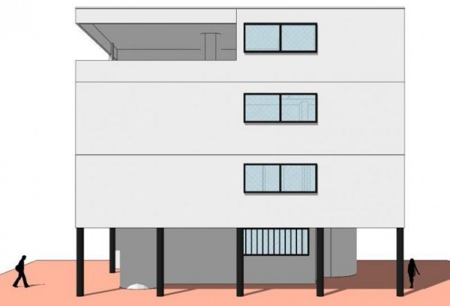 Modern Multi-Story Residential Model in SketchUp Inspired by Corbusier