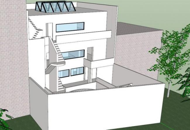 Modern Multi-Story Residential Model in SketchUp Inspired by Corbusier