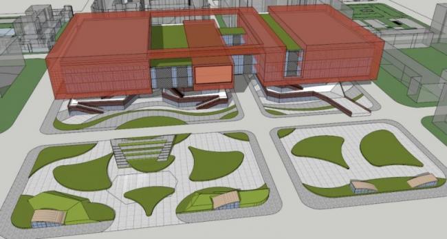SketchUp Business Model: Modern Multi-Story Shopping Center Design