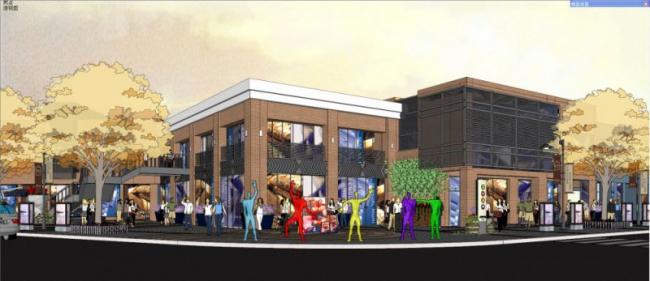 SketchUp Business Model: Modern Multi-Story Commercial Street Design