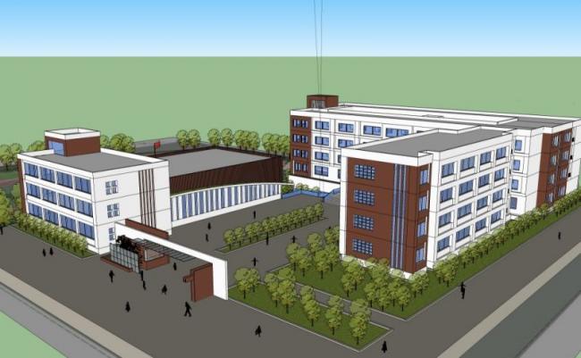 Modern Multi-Story Elementary School Campus Design in SketchUp