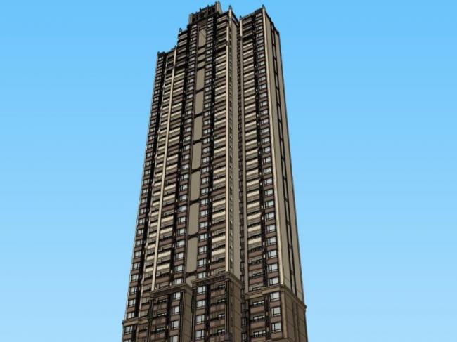 Classical Style Super-Tall Residential Model in SketchUp