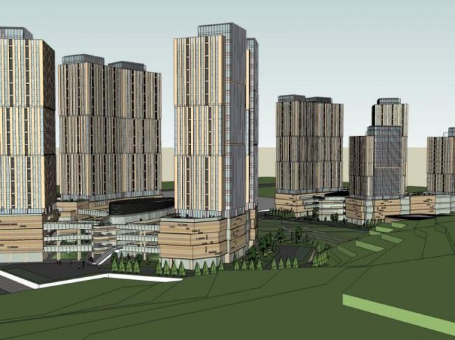 SketchUp Complex Model: Ultra-Modern Super High-Rise Design