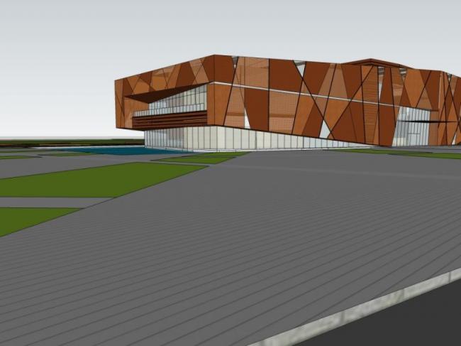 SketchUp Cultural Model: Modern Multi-Story Exhibition Hall Design