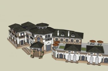 SketchUp Business Model: Multi-Story Classical Style Clubhouse Design-BIM WORLD